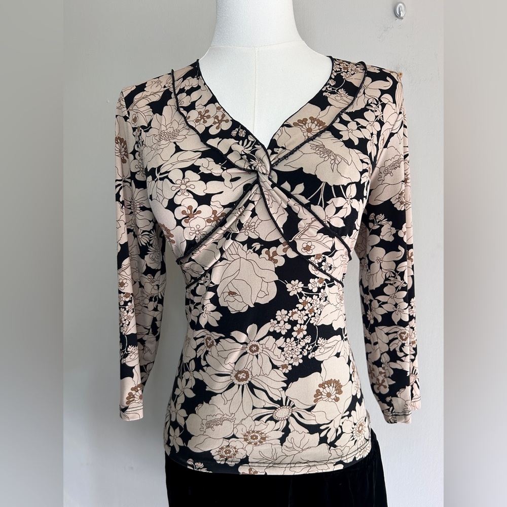 Y2K BIYAYCDA Babydoll Floral 3/4 Sleeve Top Indie Sleeze Fairy Grunge Prep Sz M - Picture 3 of 9